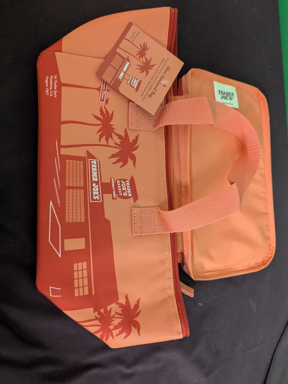 Trader Joes Orange Insulated Mini Tote  with Palm Graphic